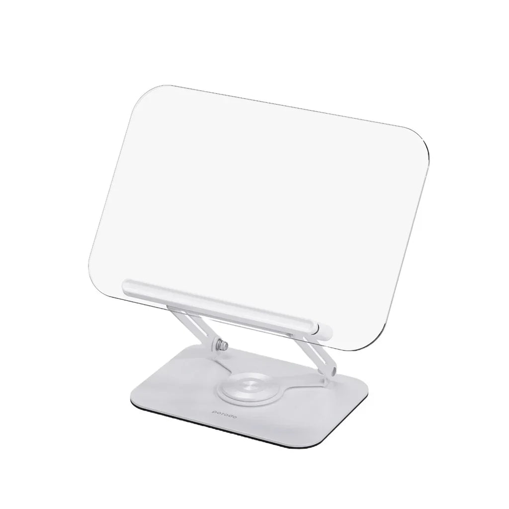 Porodo Transparent 360% Rotatable and Angle Adjustable Tablet Stand - White - Tashqila Porodo Transparent 360% Rotatable and Angle Adjustable Tablet Stand - White - Tashqila